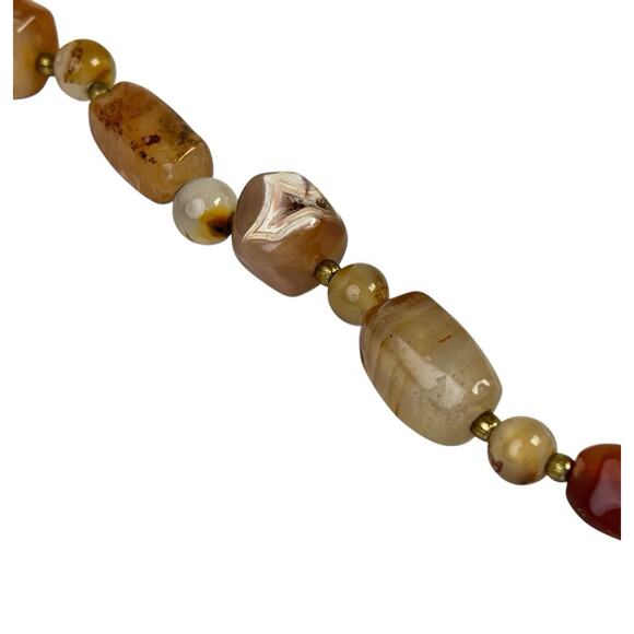 Vintage Necklace Polished Smooth Natural Stones Beggar Beads 1960s Barrel Clasp - Picture 6 of 14
